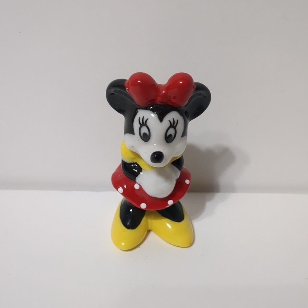 Minnie Mouse Glass Figurine Vintage Tiny Bone China Disney Taiwan